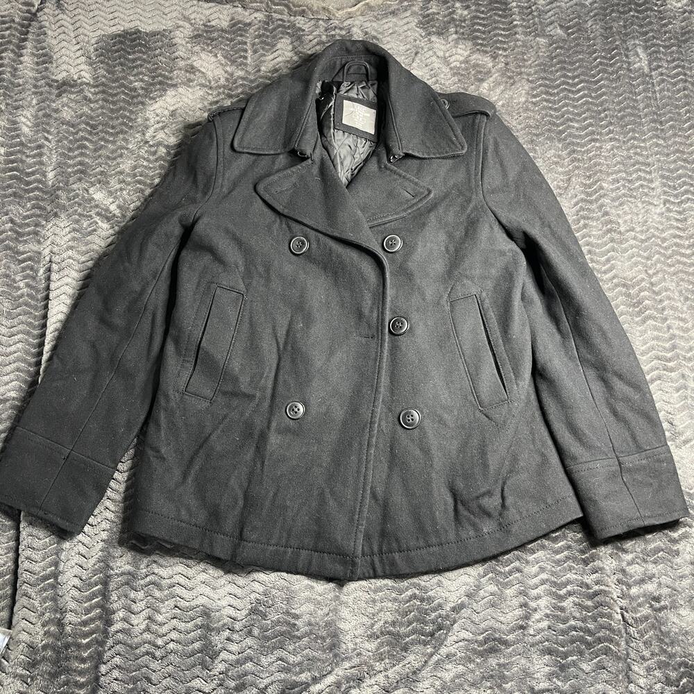 L.O.G.G by H&M Womens Wool Blend Pea Coat Black Size M